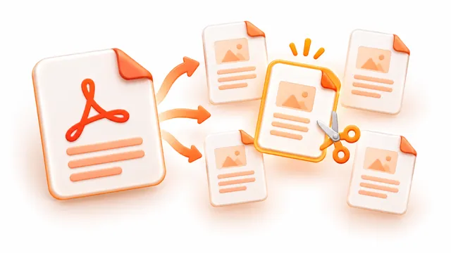 A PDF document being split so selected pages are extracted